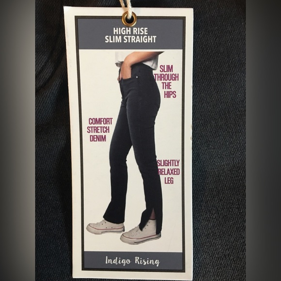 Indigo Rising High Rise Slim Straight Womens Black Jeans Size 5/27 NWT Denim. - Picture 4 of 6